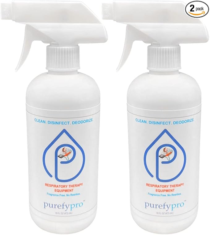 PUREFY Purefypro CPAP Cleaner and Sanitizer Spray (16oz, 2pk). No Rinse. No Residue. Kills 99.9999% Norovirus, Flu Virus, and Fungi, Drug Resistant Germs. Unscented.