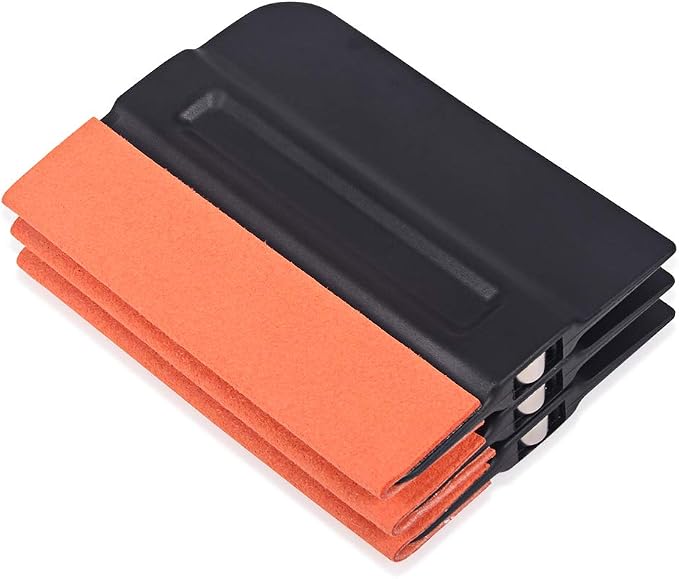 Vinyl Wrap Squeegee 4 Inch Magnet Tint With Micro-Fiber Felt Edge - Car Vinyl Scraper Decal Applicator Tool, Wallpaper Window Film Smoothing Tool, Pack of 3