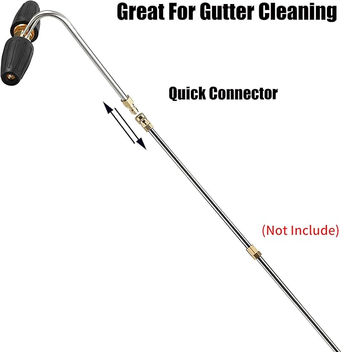 Pressure Washer Gutter Cleaner, Two Rotating Turbo Nozzles Attachment, 1/4 Inch Quick Connect, 4000 PSI