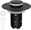 Universal Bathroom Sink Drain Stopper Hair Catcher, Matteblack | Upgraded with 2-Layer Detachable Filter Basket, 4 in 1 Pop Up Drain Strainer, Anti-Clog, Fit for 1.1''~2.36'' Sinks