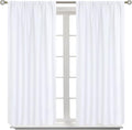 BGment White Curtains 45 Inches Length for Kitchen Window - Rod Pocket Short Window Treatment Drapes Privacy for Bathroom Cafe Bathroom Home Decor, 2 Panels, Pure White, 42 x 45 Inch