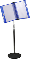 Tarifold Adjustable Floor Reference Display Stand, 10 Pockets, Blue | 10 double-sided pockets hold 20 letter-size sheets, adjustable floor stand, durable metal bracket, easy to assemble