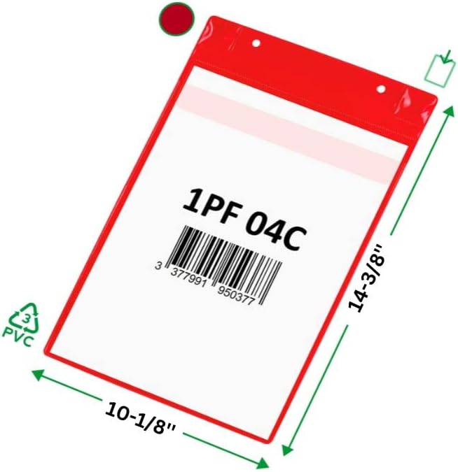 Tarifold Magnetic Identification Pockets, Multi-Size, Red, 5 Pack | 5 magnetic identification pockets, fits multiple document sizes, full magnetic backing, red frames, quick document changes