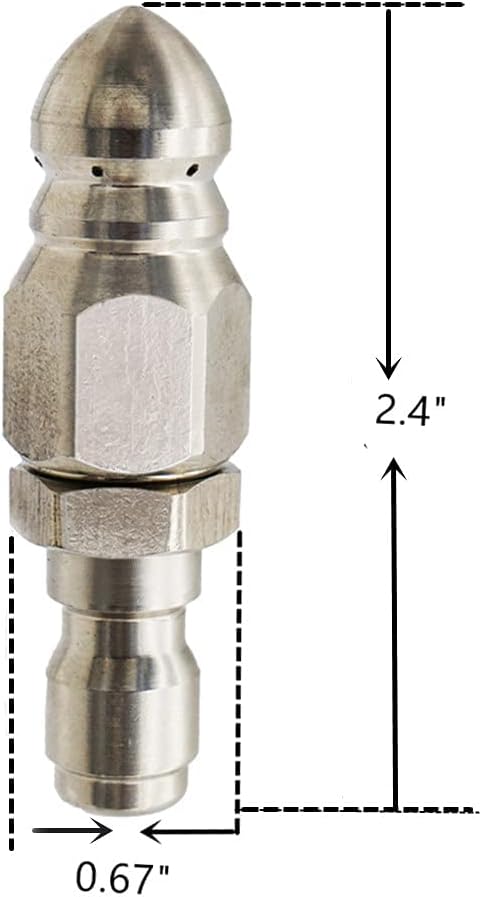 MIZORLIE Pressure Washer Sewer Jetter Nozzle Stainless Steel，2 Sets | Mini Compact Durable Sewer Jetter Nozzle, 1/4'' Quickly Connector, 5000 PSI
