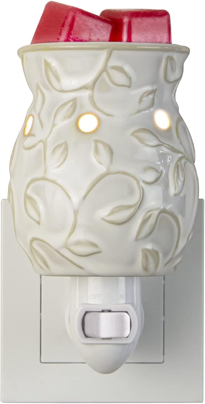 Candle Warmer Wax Melt Warmer Wax Warmer for Scented Wax Night Light Plug in with One More Bulb Home Fragrance Home Decor Wall Decor Bas-Relief Craft (Ivy)