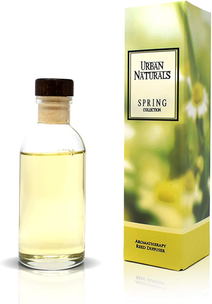 Reed Diffuser Set, Spring Clean - Bathroom Shelf Décor | Fresh, Crisp Fragrance of Lemon, Leafy Greens & Lavender, Essential Oil Room Scent Infuser with Reed Sticks, Made in the USA