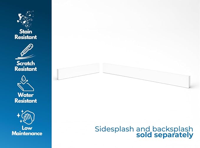 Bathroom Vanity Sink Backsplash/Sidesplash (Super White Engineered Marble, 4" x 24")