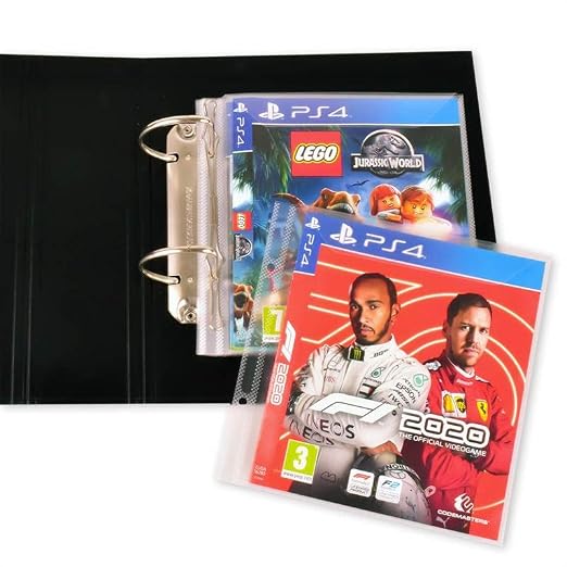 Tarifold Binder Sleeves for PS4 Games, 2-Ring Holes, Closing Flap, 25 Pack | Holds PS4 game disc and cover, 2-ring holes, 120-micron polypropylene, scratch-resistant, saves up to 70% storage space