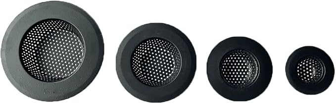 Drain Hair Catcher,Drain Stoper,Shower Drain Cover for Bathtub, Kitchen Sink Strainer, Stainless Steel Bathroom Sink, Drain Stopper with (4 PCS,Black,2.1 in to 4.5 in)