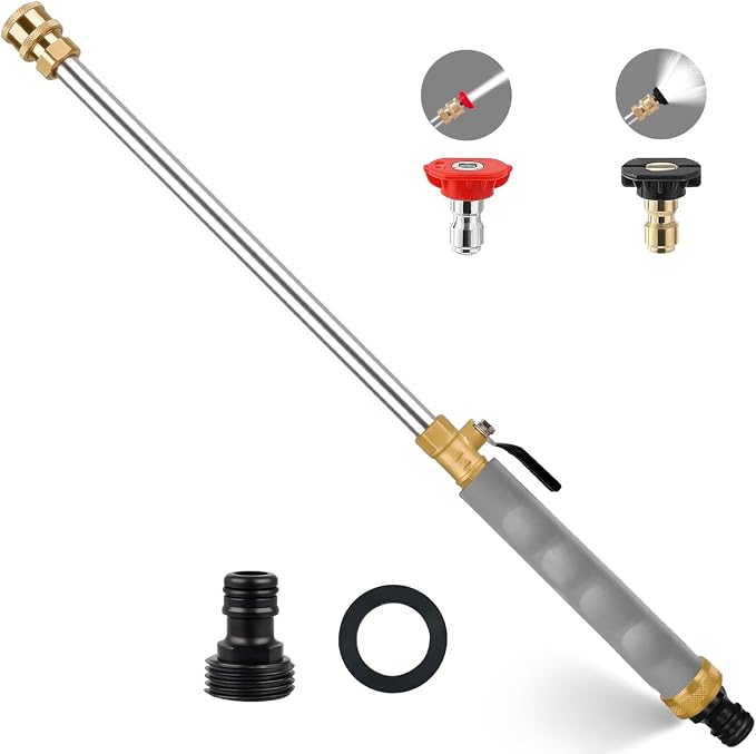 2026 Upgraded Jet Nozzle Power Washer for Garden Hose, 2-In-1 High Pressure Wand with 2 Different Nozzles and Quick Connectors, High Pressure Washer Tools For Patio Car Pet Window Washing (gray)