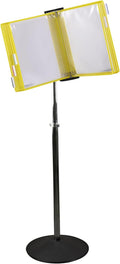 Tarifold Adjustable Floor Reference Display Stand, 10 Pockets, Yellow | 10 double-sided pockets hold 20 letter-size sheets, adjustable floor stand, durable metal bracket, easy to assemble