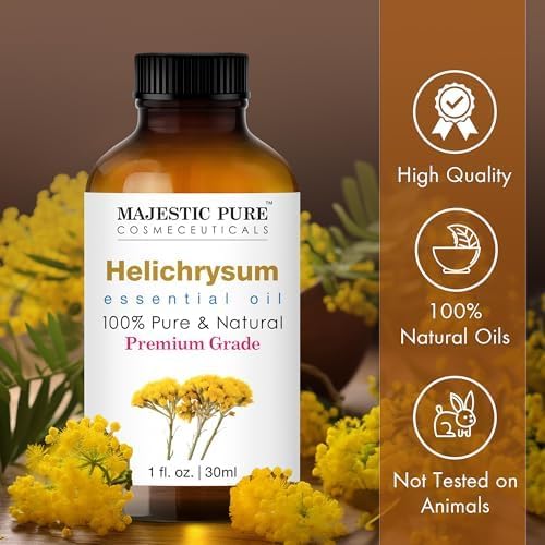 Majestic Pure Helichrysum Essential Oil for Diffuser - 1 fl oz | 100% Pure & Natural Essentials Oils for aromatherapy, massage blends and DIY home fragrance projects and room sprays