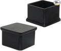Flyshop Durable Non-Marking Silicone Chair Leg Caps Tips Floor Protectors Square Furniture Table Leg Covers, 20pcs, Black, 50 mm x 50 mm, 2" x 2"