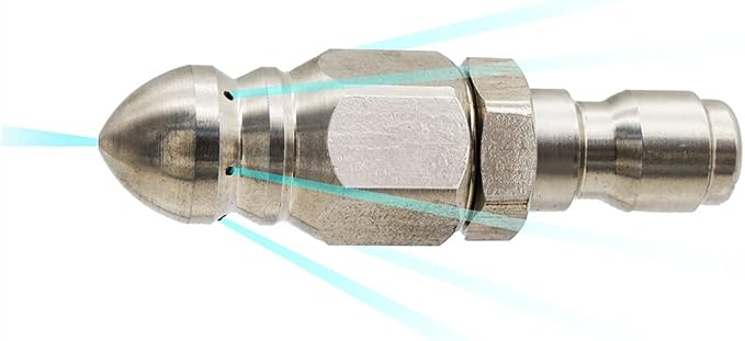 MIZORLIE Pressure Washer Sewer Jetter Nozzle Stainless Steel,1/4''Connector | Mini Compact Durable Jet Nozzle,Pressure Drain Hose Nozzle,1/4'' Quickly Connector, 5000 PSI (1 set)