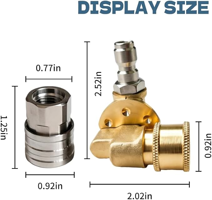 Copper Pivoting Coupler Kit 1/4 inch with 5 Angles & NPT 1/4 Pressure Washer Gun Head Quick Connector Stainless Steel Adapter Female Thread Fitting Set for Pressure Gun&nozzle&foam bottle