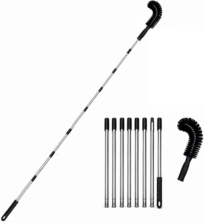 Gutter Cleaning Tools from the Ground, 10.5 FT Long Reach Gutter Cleaning Tool with Adjustable Stainless Steel Pole, No Ladder Needed Gutter Cleaner Tool for Roof Gutters, Removes Leaves, Pine