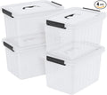 4 Packs 20 L Clear Plastic Storage Bins, Stackable Organizer Containers with Lids, Latching Box with Handle
