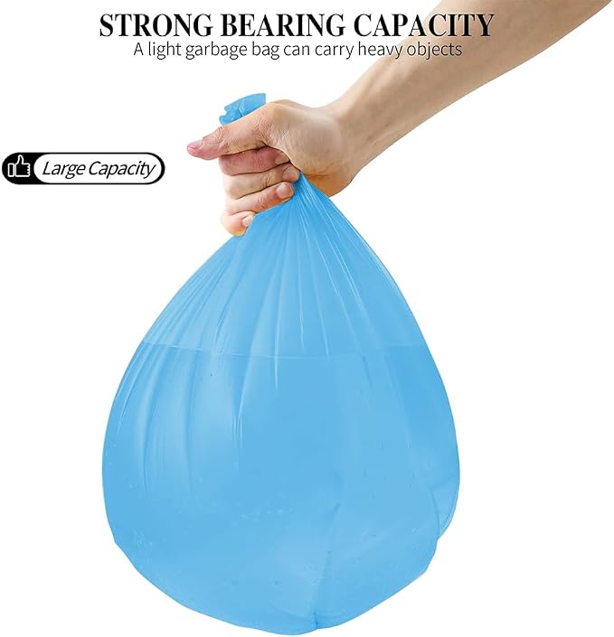 5 Rolls Small Trash Garbage Bags, 4 Gallon 100 Counts (Blue) | Strong Thin Material Disposable Kitchen Garbage Bags, Durable Plastic Trash Bags for Office Home Bedroom Garden Waste Bin