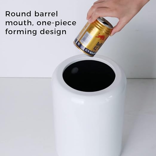 8L/2.1gal Small Bathroom Trash Can，Ceramic White | Open Top,waterproof,metal material,double layer ,for Bedroom,Bathroom,Powder Room,Bedroom,Office