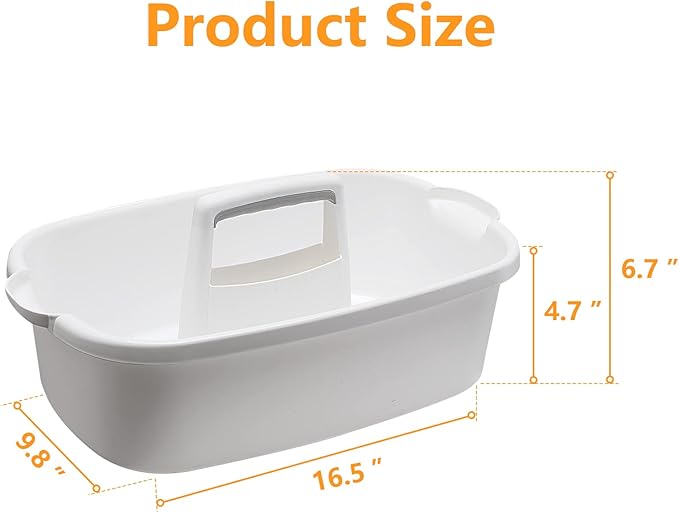 2 Pack Multi-Purpose Plastic Cleaning Caddy with Handle, Shower Caddy Organizer/Storage Basket/Totes Portable for Bathroom Supplies, Cleaning Products, Under Sink Tool, Housekeepers(White2)