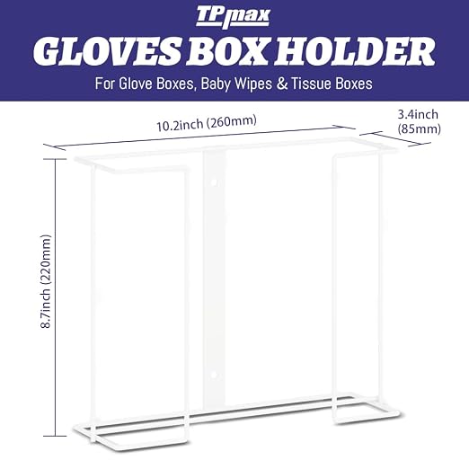 L Size Gloves Box Holder Glovesbox Wire Rack Dispenser for Gloves - Mounting Accessories Included