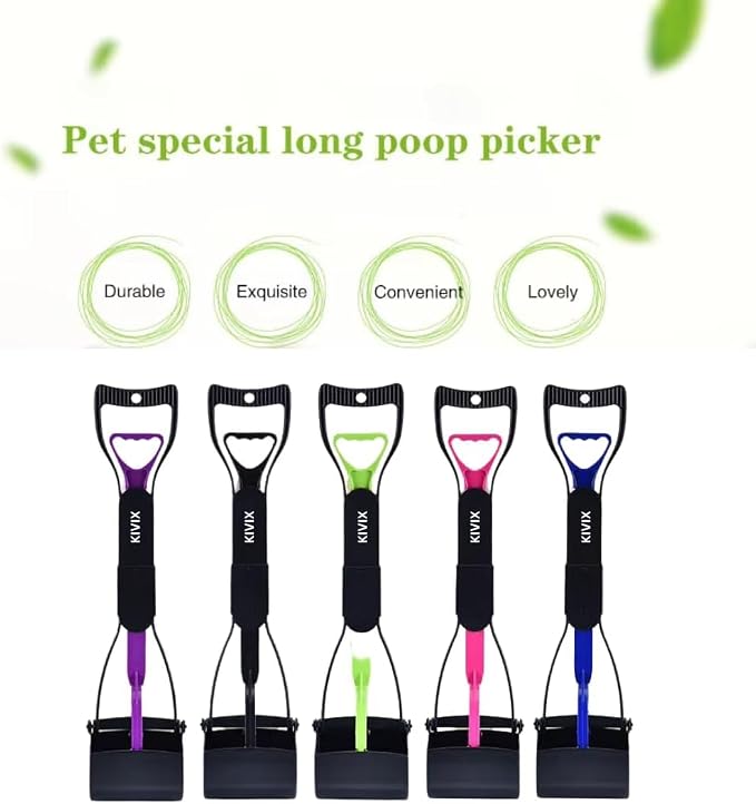 KIVIX 28" Pooper Scooper Pack of 2 Foldable Dog Poop Scoop with Unbreakable Material and Durable Spring - Easy to Use for Grass, Dirt, Gravel