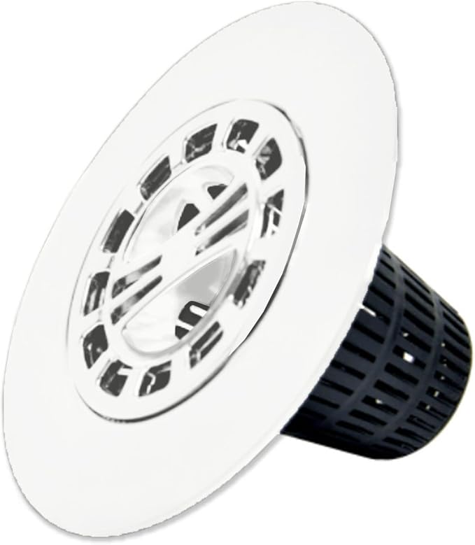 Danco Snap-in Shower Drain Cover with in-Drain Hair Catcher, 4-1/4" Round, White Strainer, (10533)