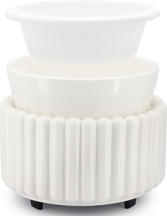 Ceramic Wax Melt Warmer with 1 pc Silicone Dish Candle Warmer for Scented Wax Electric Fragrance Burner for Home, Office, Bedroom - Gift & Décor