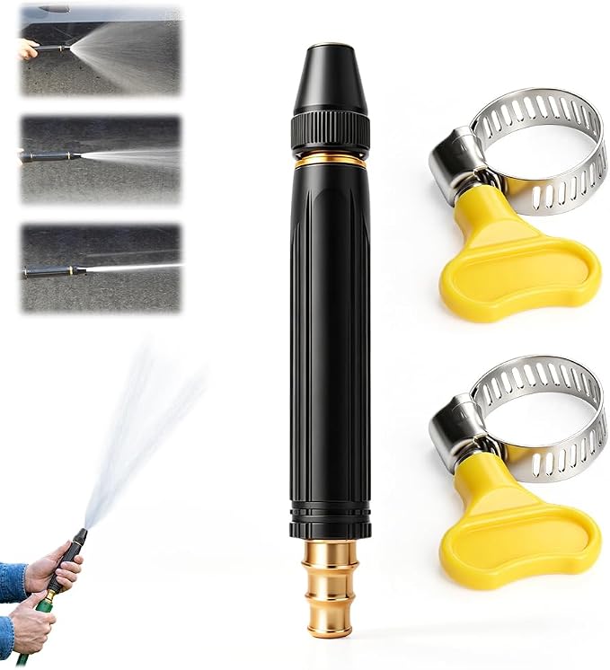Jet Nozzle Power Washer for Garden Hose, 2026 Upgraded Heavy Duty Adjustable Hose Nozzle, High Pressure Powerful Cleaning Spray Evenly, Hose Nozzle for Home Garden (Type-B)