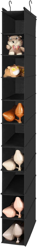 MAX Houser 10 Tier Foldable Hanging Shoe Organizer, Hanging Shoe Storage Shelf, Black