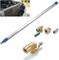 Car Radiator Cleaning Wand, Dual-Use 24‘’ Water&Air Flush Cleaning Tool Max 4500PSI Pressure Washer Wands For Car Truck RV Radiator Gutter, Jetter Nozzle Flat Wand With Angles Coupler