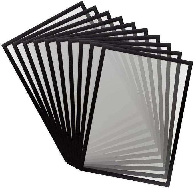 Tarifold Magnetic PRO Display Frames, A3 Size, Black, 10 Pack | 10 magnetic anti-glare PVC frames, A3-size, black border, portrait or landscape, quick document changes