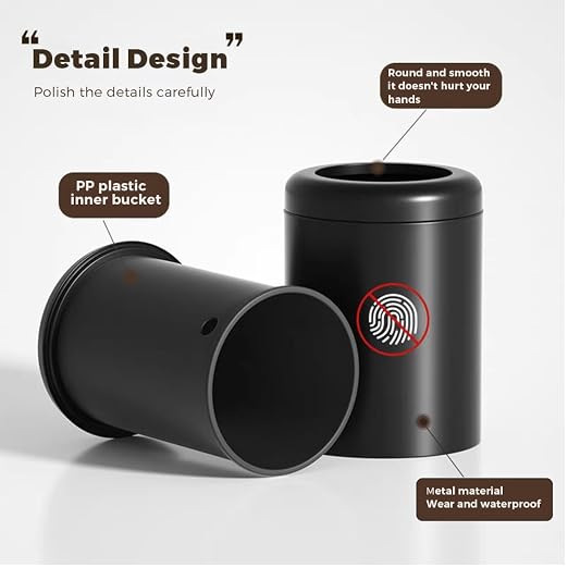 8L/2.1gal Black Bathroom Trash Can,Small Bedroom Garbage Can,Open Top Trash Can for Bathroom,Powder Room,Bedroom,Office (Black)