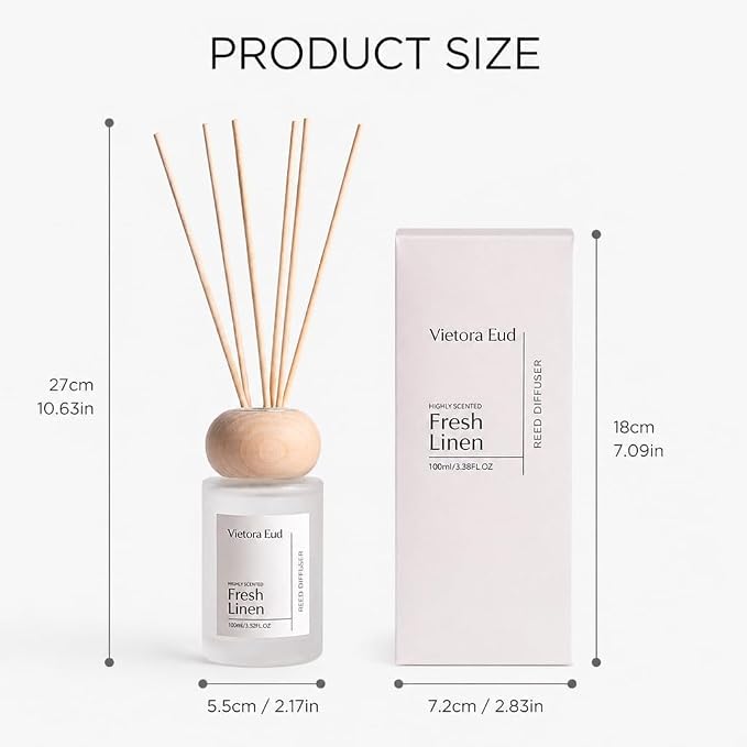 Fresh Linen Reed Diffuser, 3.5 Fl Oz | Lasts 12 Weeks, Flameless&Safe. Perfect for Bedroom/Living Room. Natural Oils, Gift