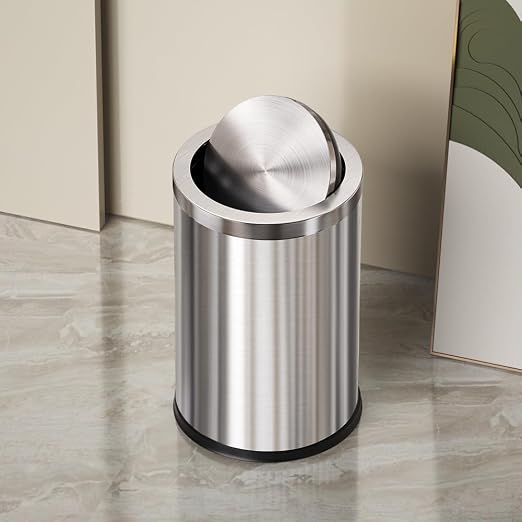 18L Stainless Steel Bathroom Trash Can, Silver