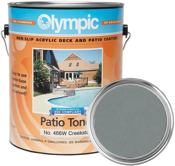 Olympic Patio Tones - Creekstone - 1 Gallon - Non-slip acrylic deck and patio coating, concrete restorer.