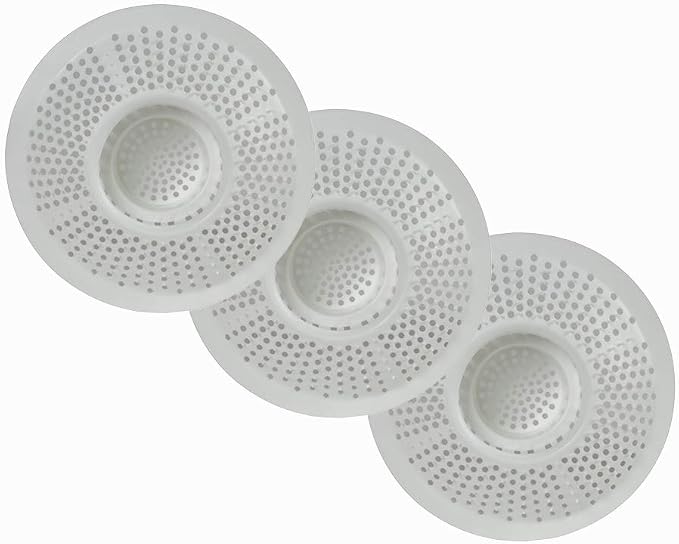 Hairstopper Drain Cover Hair Catcher for Shower and Bathtub, Protects Against Clogs Without Blocking Water Flow, White, 3 Pack