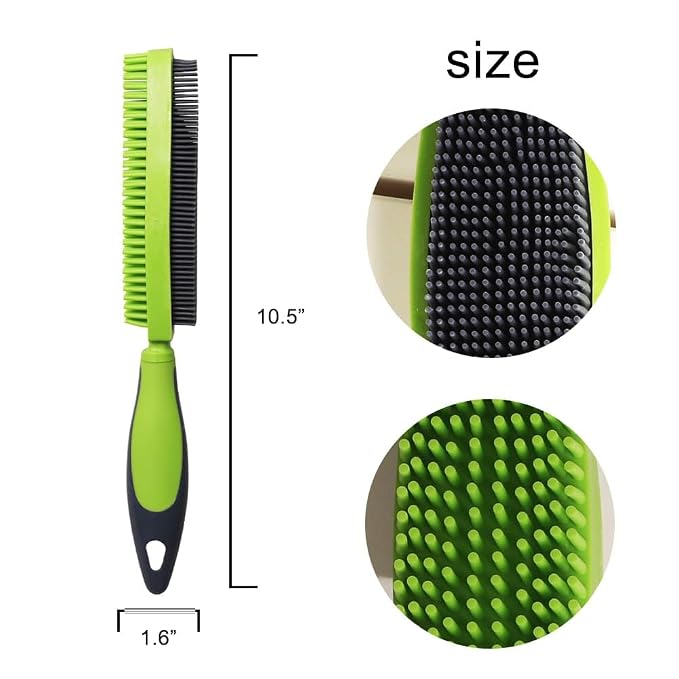 Premium Rubber Pet Hair Brush - Removes Hair from Couches & Pets' Coats Set