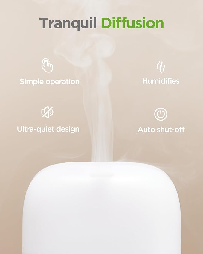InnoGear 150ml Essential Oil Diffuser for Home Aroma Scent Small Humidifier | Palm-sized, Type-C, Cool Mist Humidifier, Aromatherapy, Automatic Shut-Off, 8 Colors, Ultrasonic, Quiet, for Essential Oils