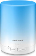 URPOWER 300mL Essential Oil Diffuser Ultrasonic Aromatherapy Diffuser | Quiet Diffuser with Auto-off Protection, 7-Color LED Light & 4 Timer Settings Humidifier for Yoga Bedroom Living Room Office