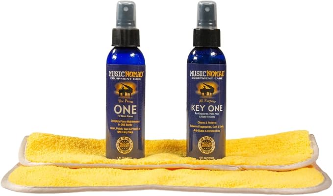 MusicNomad Complete 3 pc. Care Kit for Gloss Pianos - Cleaner, Polish, Cloth (MN132)