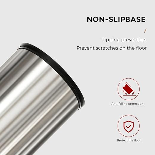 7L/1.8GAL Stainless Steel Trash can,Bathroom Trash can with lid,Small Trash Can with Flipping Lid, Mini Garbage cans for Kitchen，Living Room. Metallic Gold (7L-Silver)
