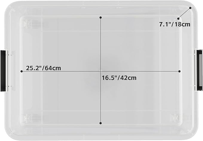 52 Quart Large Plastic Underbed Latching Storage Box, Clear Wheeled Under Bed Storage Bins, 3 Packs