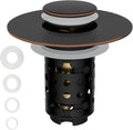 Universal Bathroom Sink Drain Stopper Hair Catcher, Oil Rubbed Bronze | Upgraded with 2-Layer Detachable Filter Basket, 4 in 1 Pop Up Drain Strainer, Anti-Clog, Fit for 1.1''~2.36'' Sinks