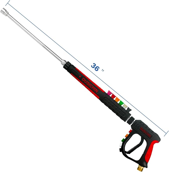 DUSICHIN Pressure Washer Gun Long Wand 36 inches 3 Stages Lance 6 Nozzles, Car Wash Sidewalk Fence Cleaning 3000 PSI High Pressure On Power Washers