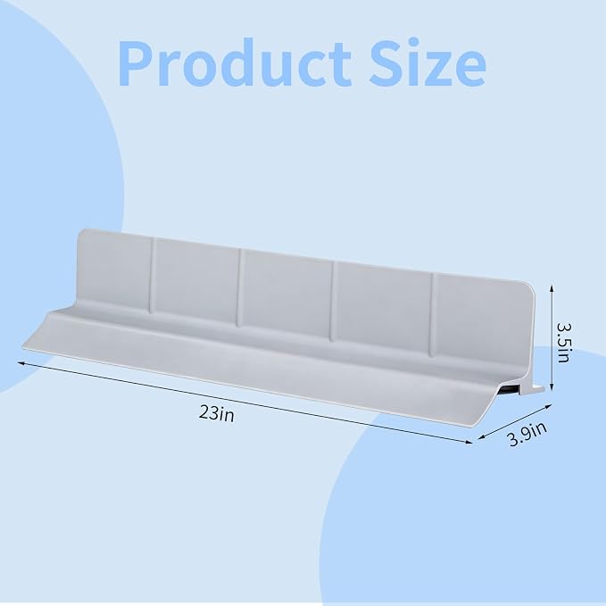Silicone kitchen sink splash guard -Extra Large self draining bathroom/island splash guard（23 * 3.5 * 3.9 inch ）,7 suction cups for anti slip and strong stability, durable and easy to clean (gray)