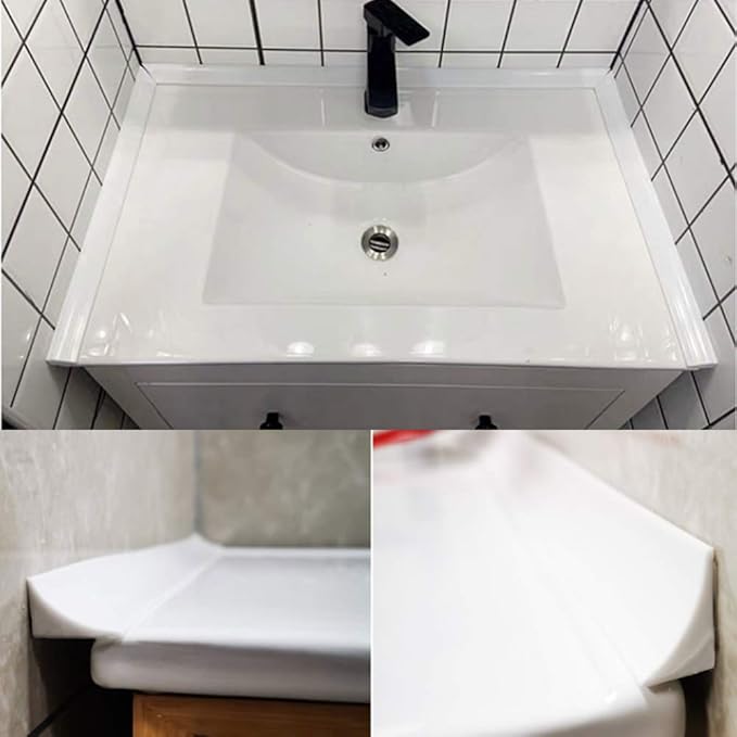 39 Inch Shower Threshold Water Dam Barrier Door Bottom Seal Strip, Silicone Rubber Kitchen Splash Guard, Corner Dam Water Retaining Strip for Countertop, Shower, Bathroom(Grey)
