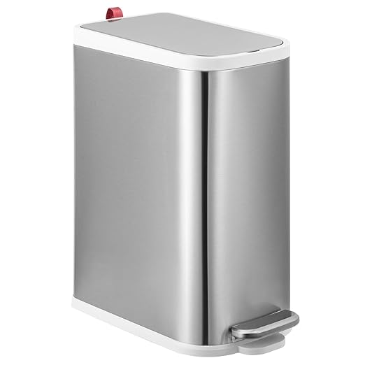 BETHEBEST 4 Gallon/15 Liter Trash Can with Soft Close Lid,Stainless Steel Garbage Can with Removable Inner Bucket,Step Pedal Trash Can for Bathroom,Bedroom,Kitchen