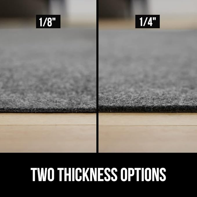 GORILLA GRIP Felt and Natural Rubber Stay in Place Slip Resistant Rug Pad, 1/8in Thick, 5x8 FT Protective Padding Under Area Rugs, Cushioned Gripper Pads, Carpet Runners, Hardwood Floors Protection