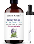 Majestic Pure Clary Sage Essential Oil for Diffuser - 4 Fl Oz | 100% Pure & Natural Essentials Oils for Humidifier, Air Freshening, Cleaning Home, Bath, spa-inspired self-care routines